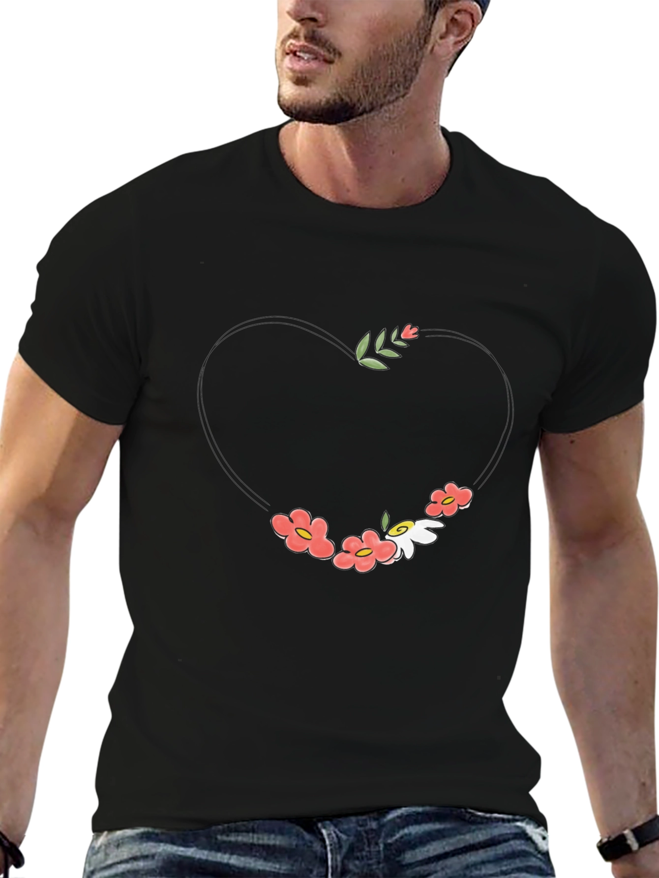 Floral Heart Graphic Tee - Stylish & Unique