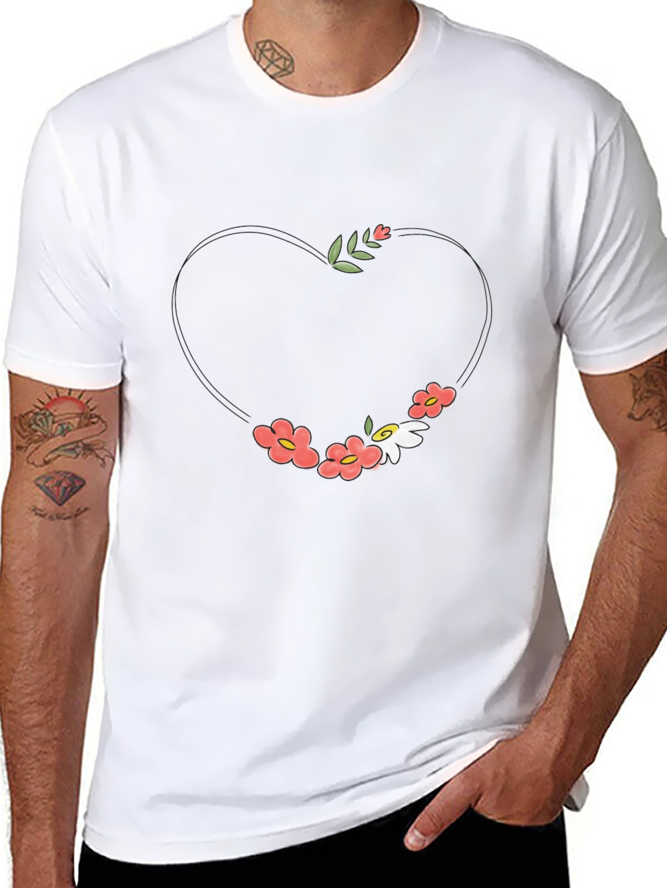 Floral Heart Graphic Tee - Stylish & Unique
