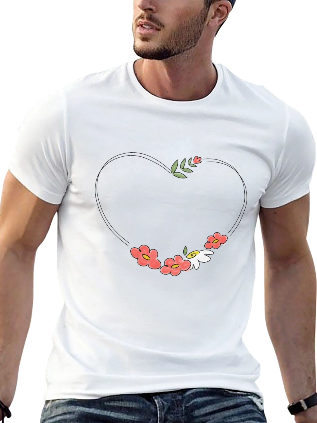 Floral Heart Graphic Tee - Stylish & Unique
