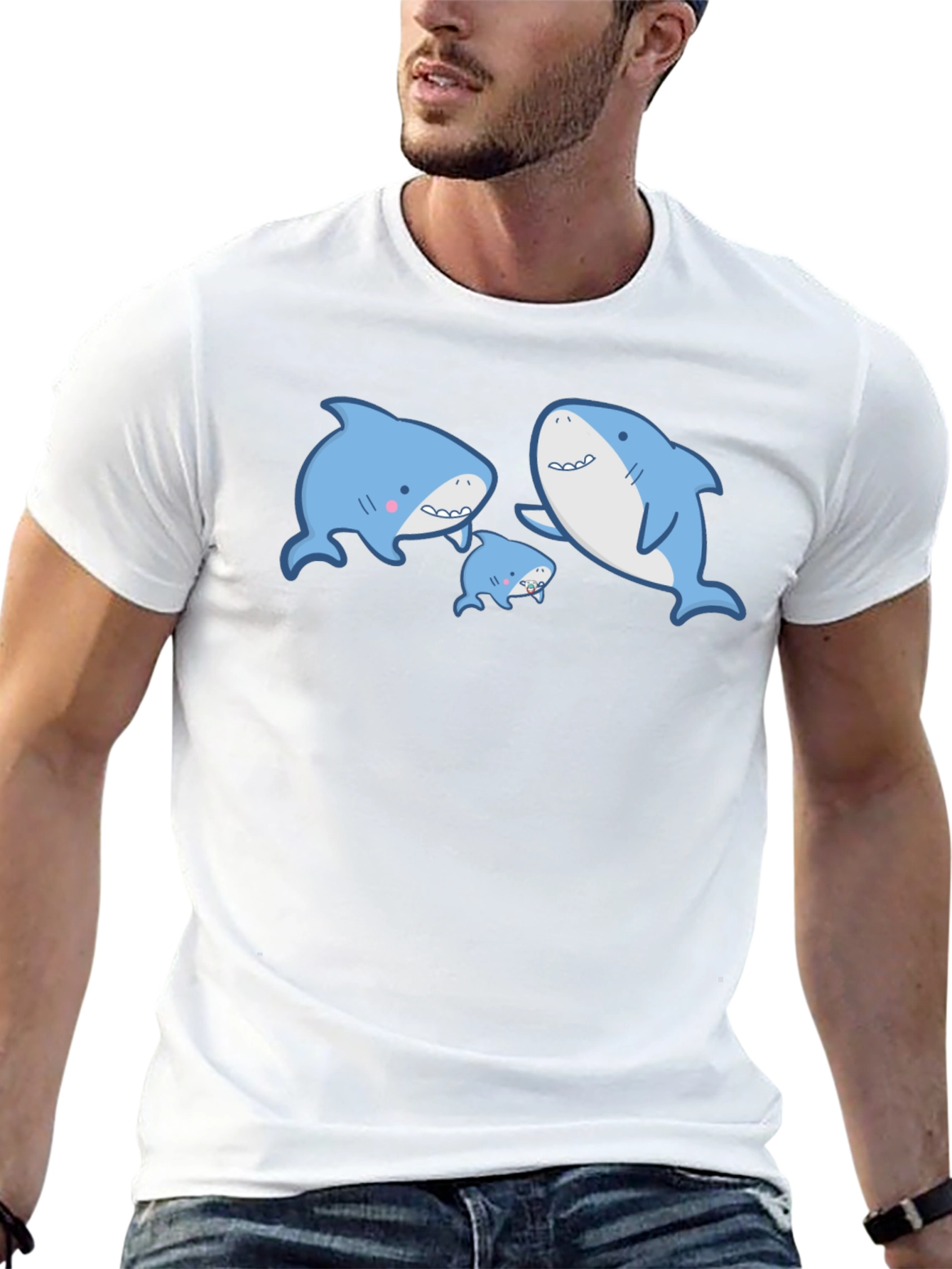 Cute Shark Family Graphic T-Shirt