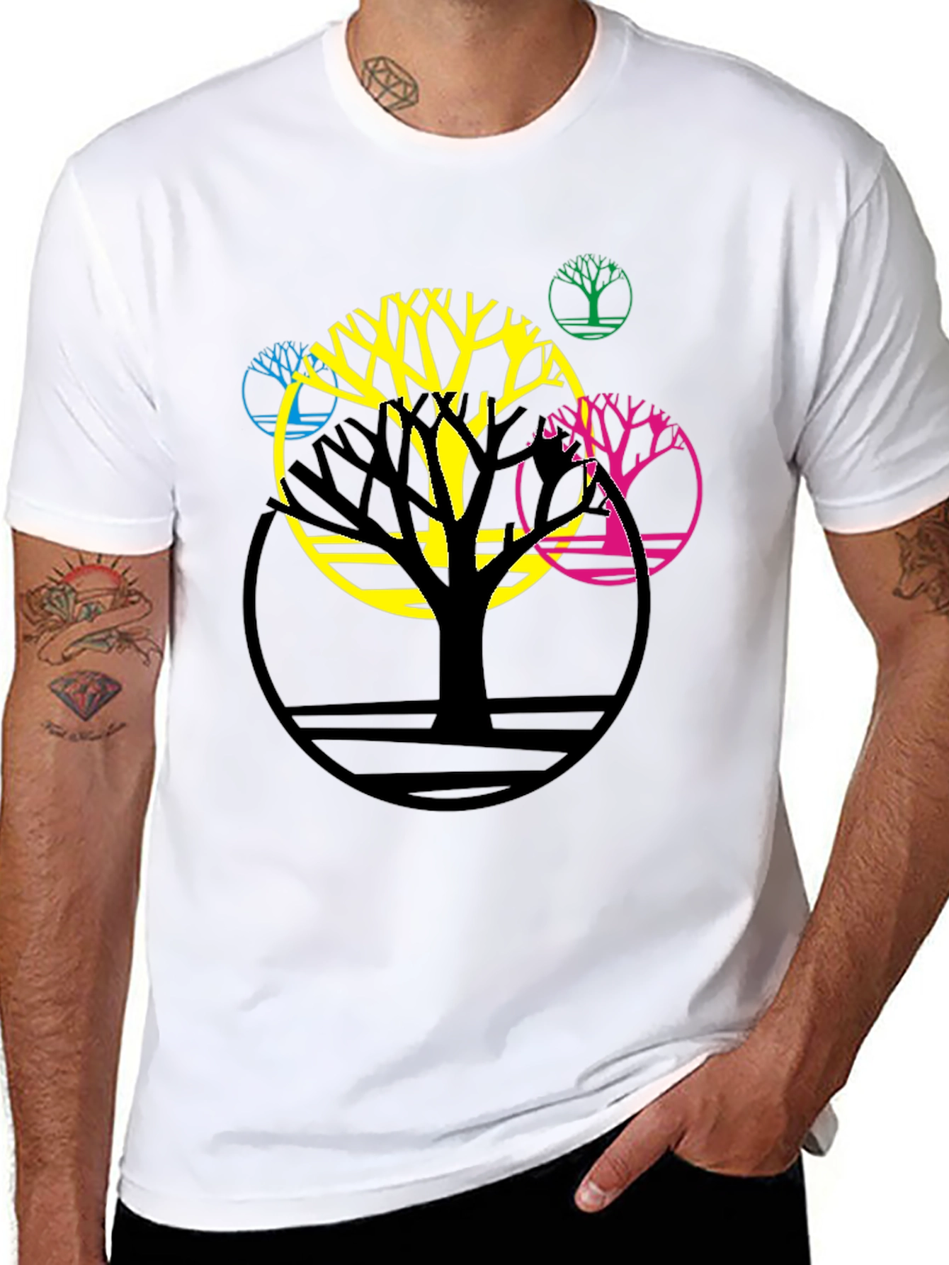 Abstract Tree Graphic Tee - Modern Black T-Shirt