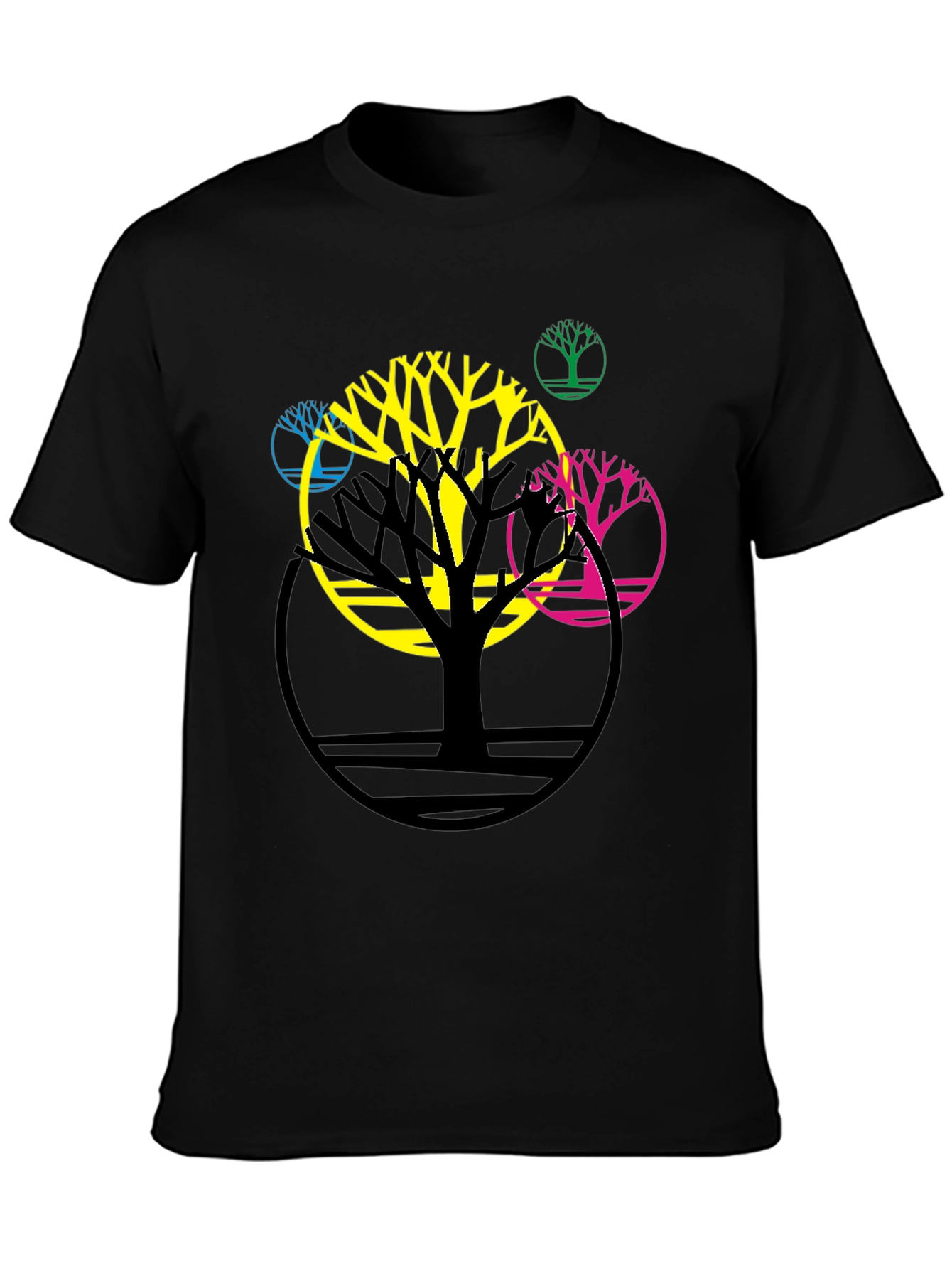 Abstract Tree Graphic Tee - Modern Black T-Shirt