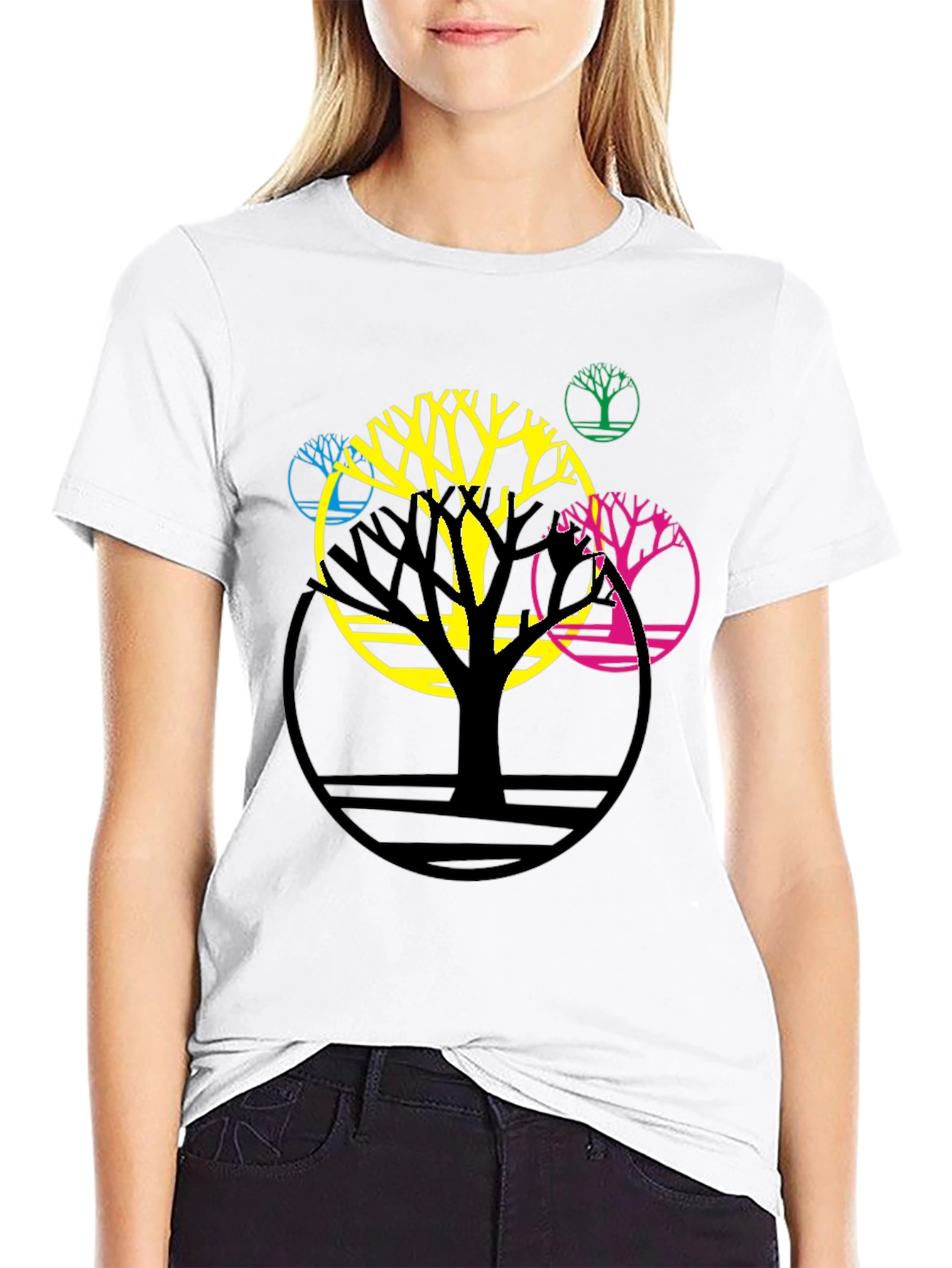 Abstract Tree Graphic Tee - Modern Black T-Shirt