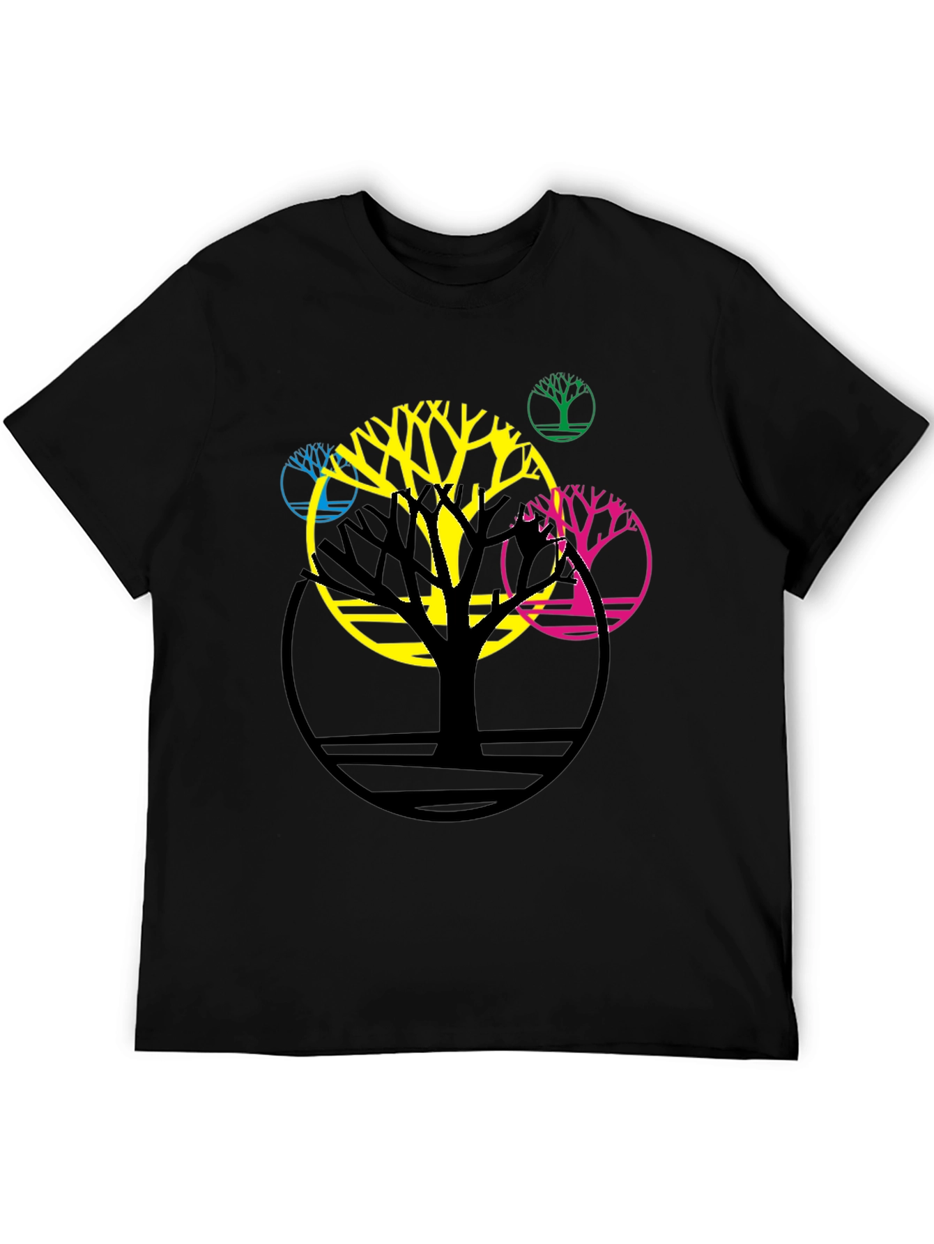 Abstract Tree Graphic Tee - Modern Black T-Shirt