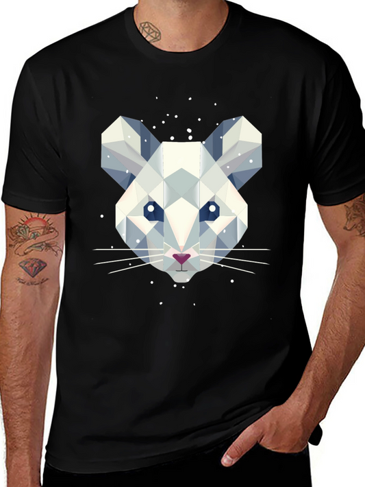 Geometric Mouse Graphic Tee - Stylish Mens Black T-Shirt