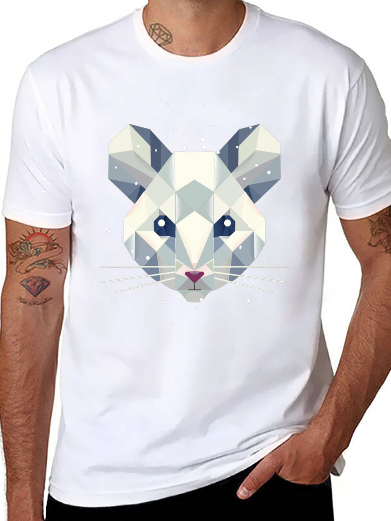 Geometric Mouse Graphic Tee - Stylish Mens Black T-Shirt