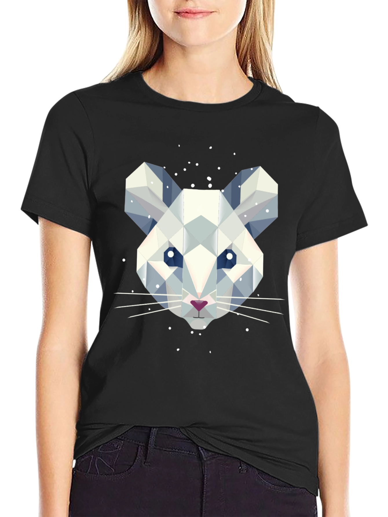 Geometric Mouse Graphic Tee - Stylish Mens Black T-Shirt