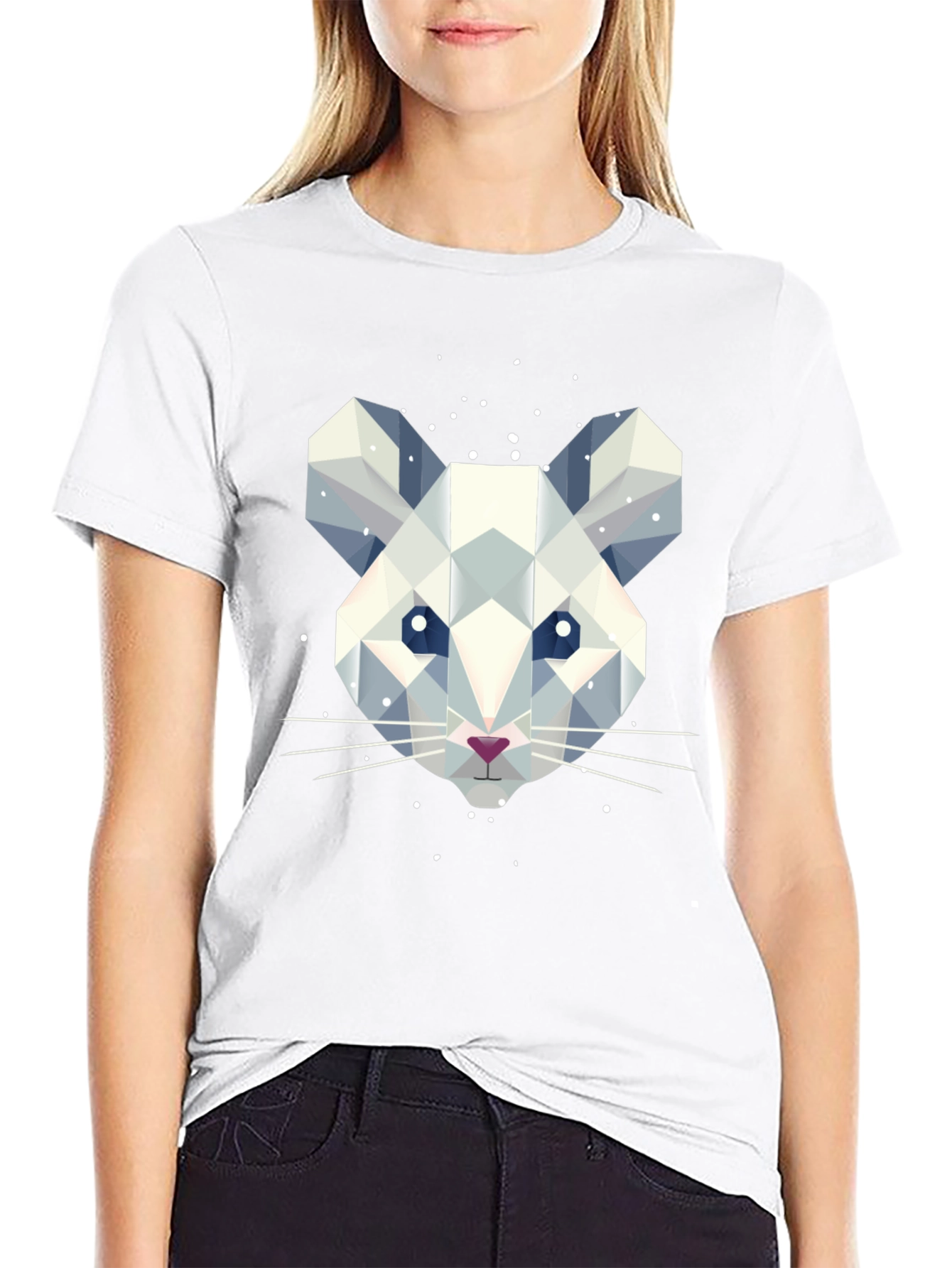 Geometric Mouse Graphic Tee - Stylish Mens Black T-Shirt