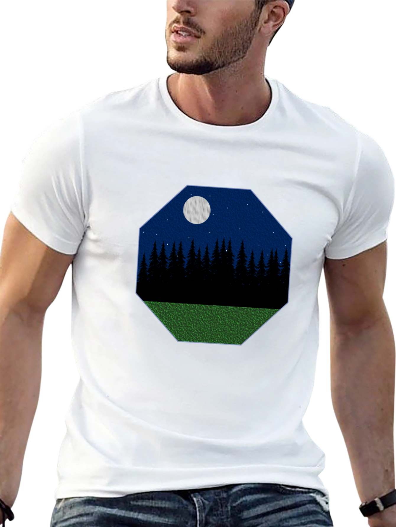 Nightscape Graphic Tee - Black Cotton T-Shirt