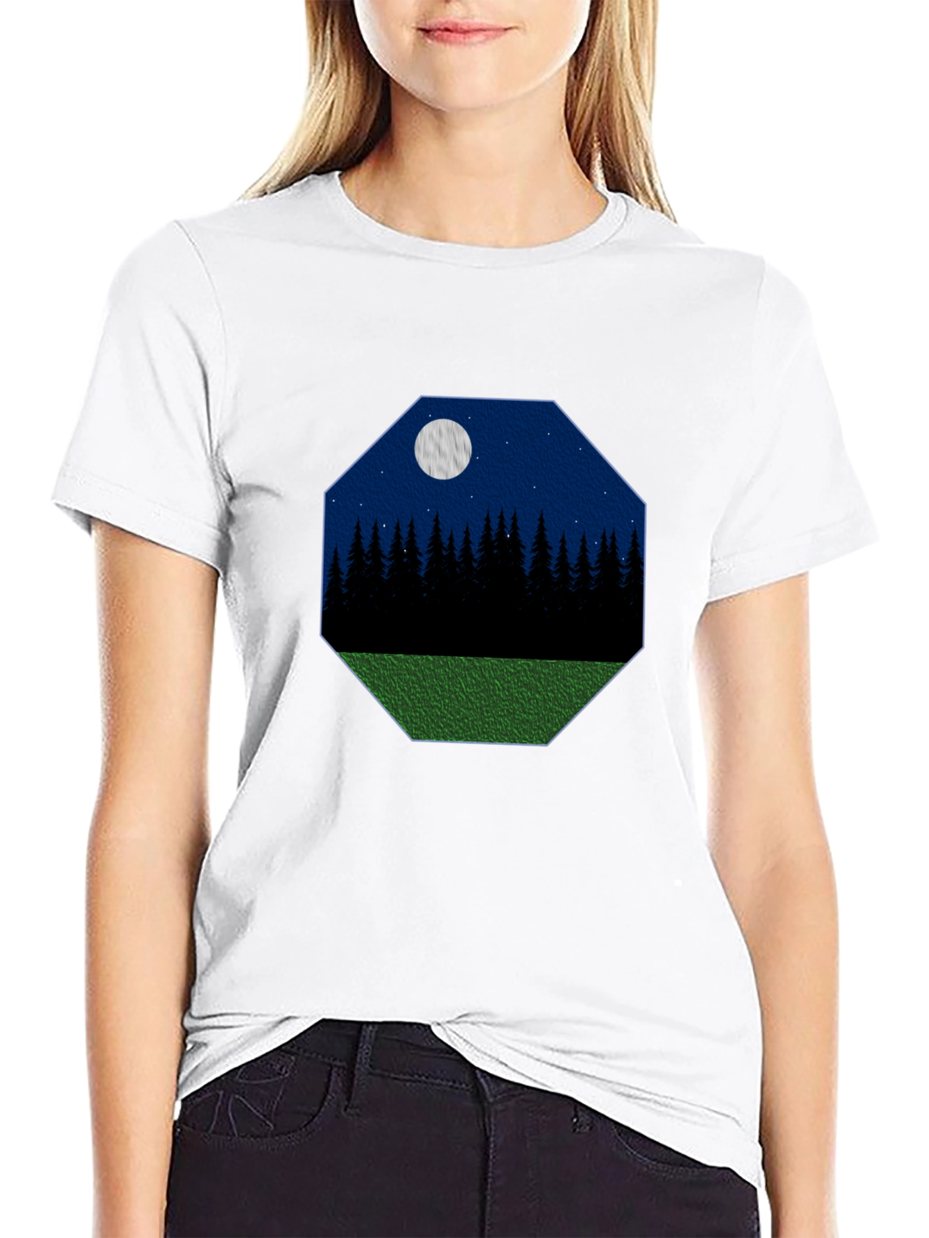 Nightscape Graphic Tee - Black Cotton T-Shirt