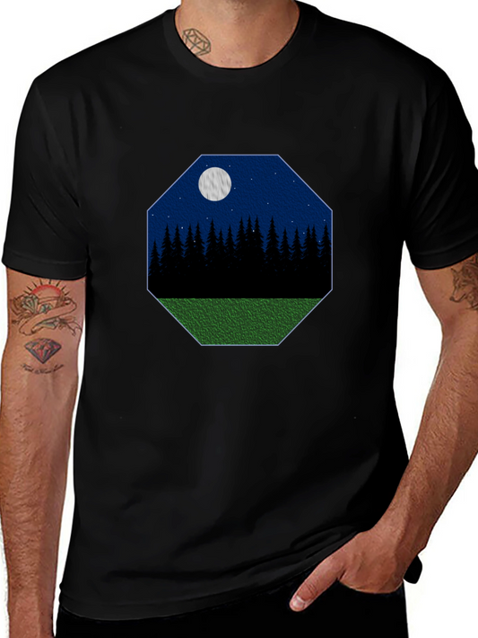 Nightscape Graphic Tee - Black Cotton T-Shirt