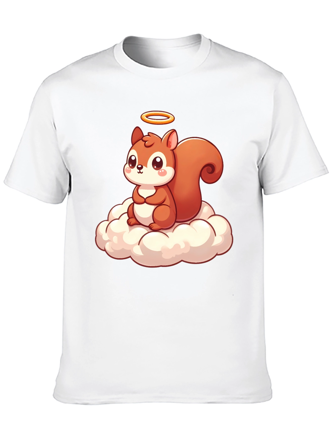 Cute Squirrel on Cloud Graphic T-Shirt - Black