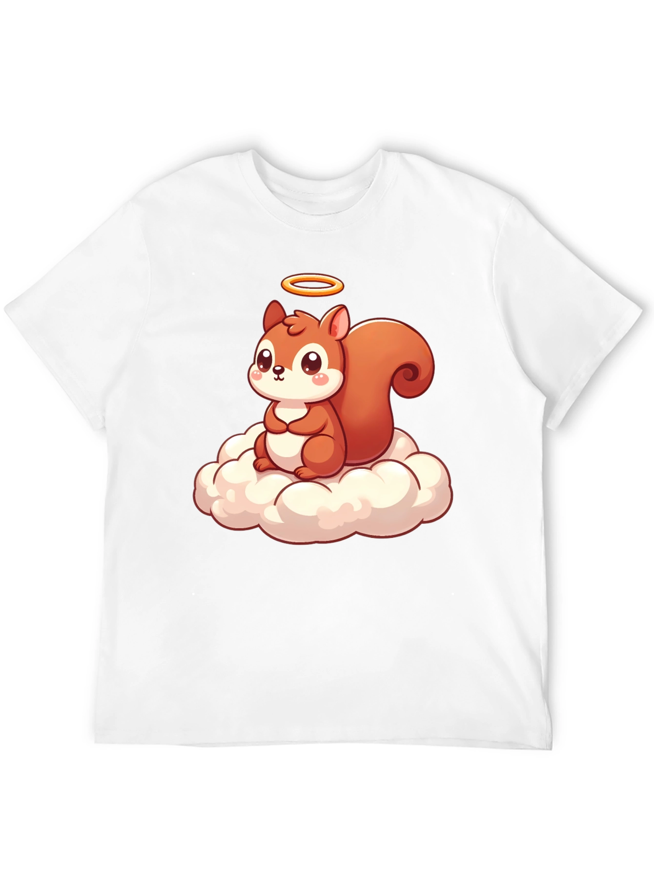 Cute Squirrel on Cloud Graphic T-Shirt - Black