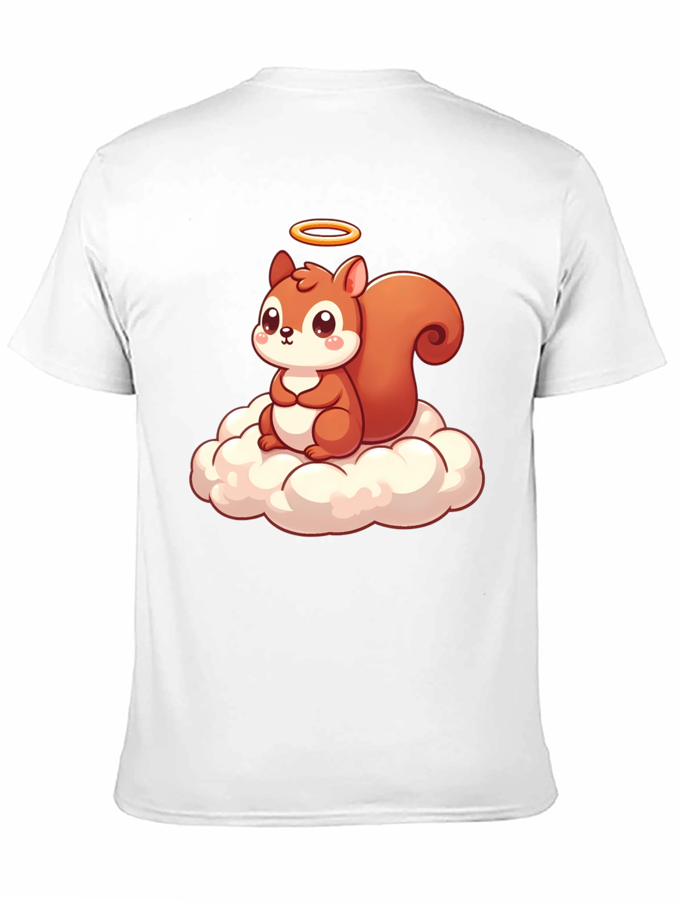 Cute Squirrel on Cloud Graphic T-Shirt - Black
