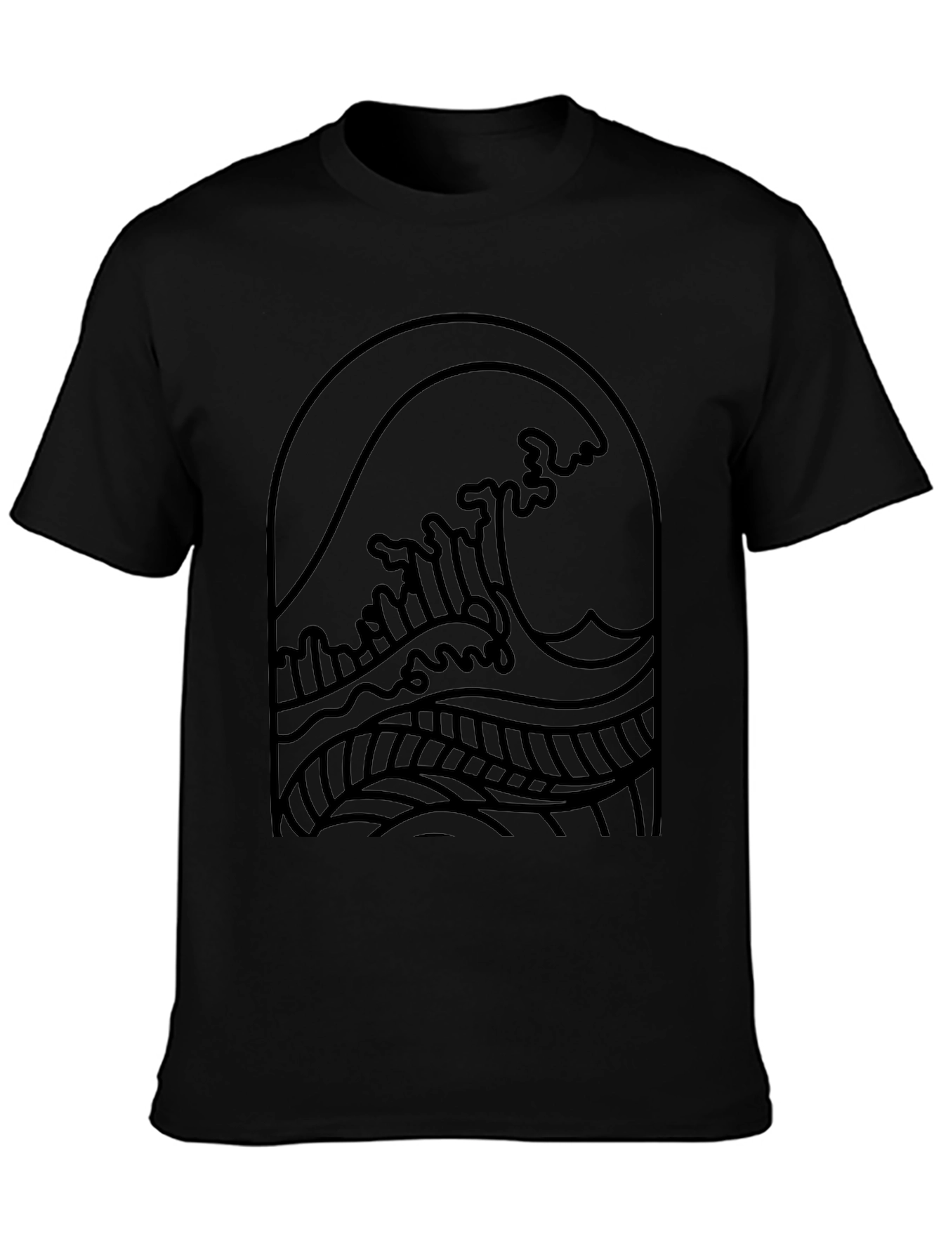Black Wave Graphic Tee - Coastal Style