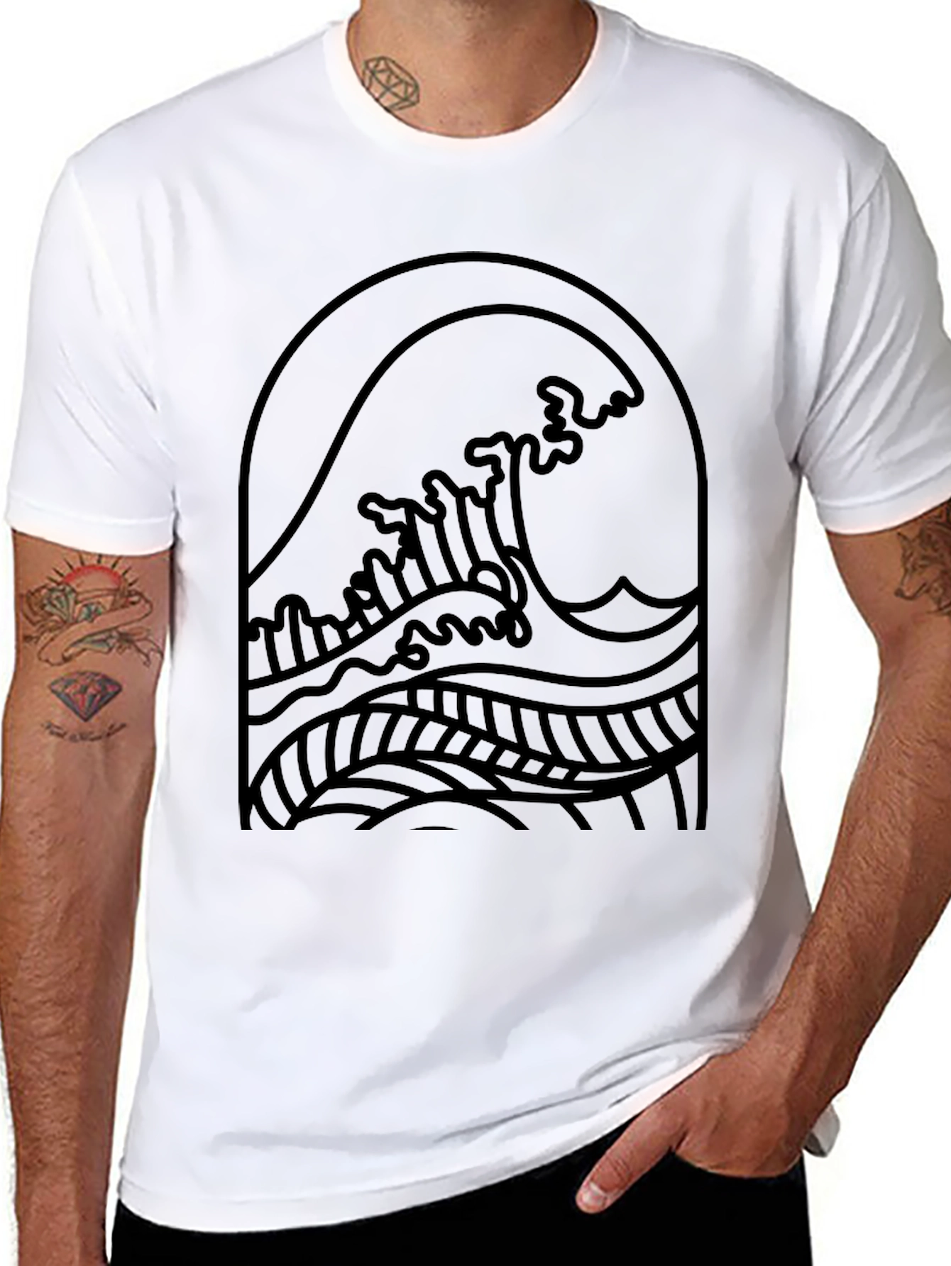 Black Wave Graphic Tee - Coastal Style