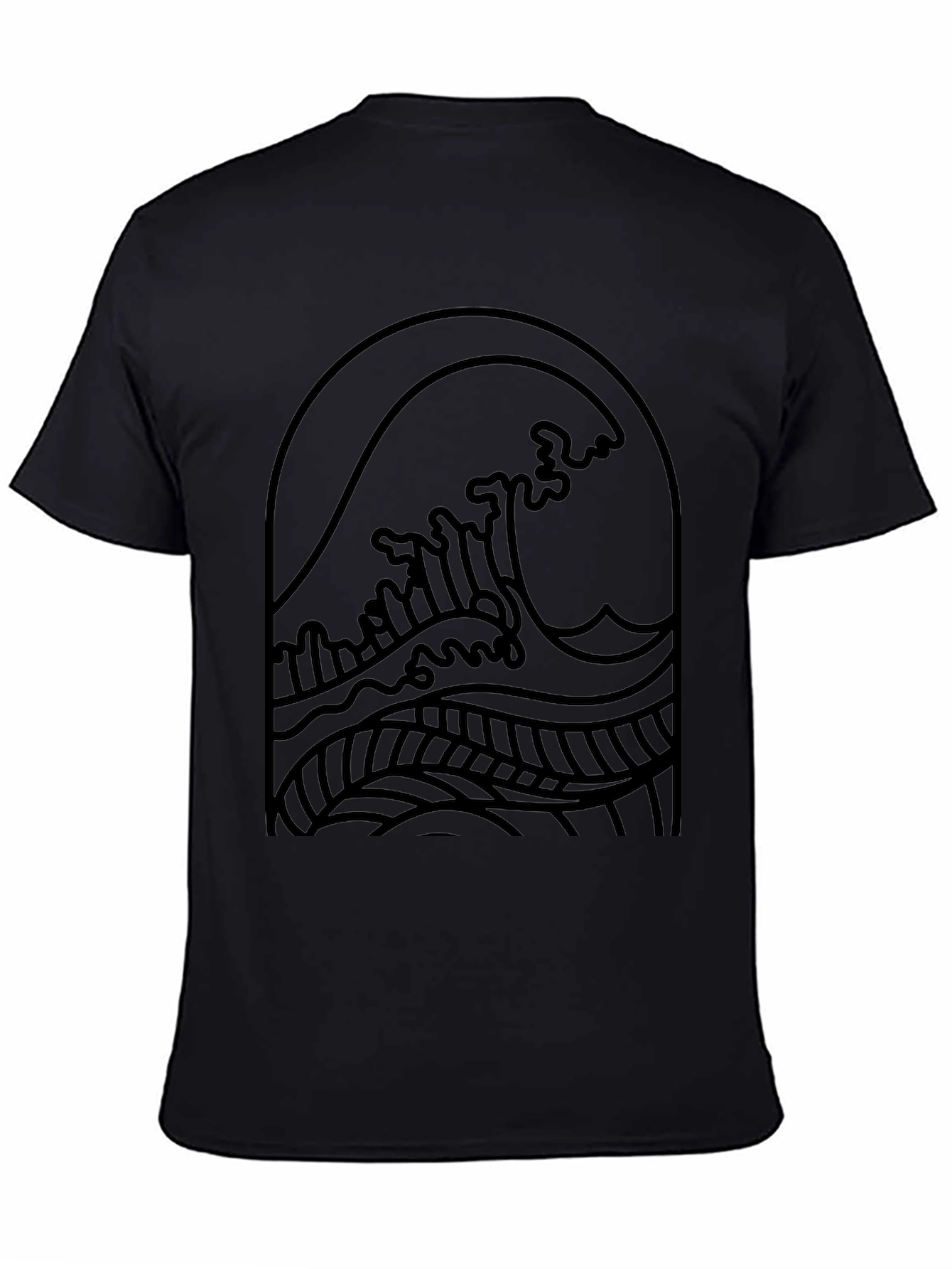 Black Wave Graphic Tee - Coastal Style