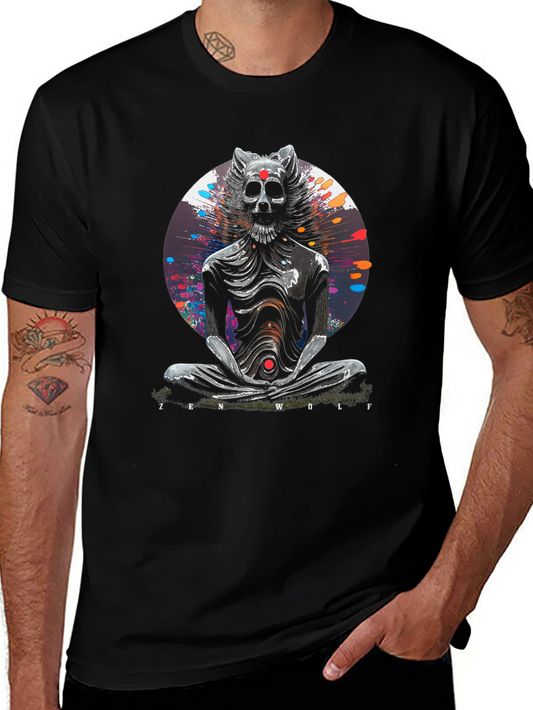 Zen Wolf Graphic T-Shirt - Unique Artistic Design