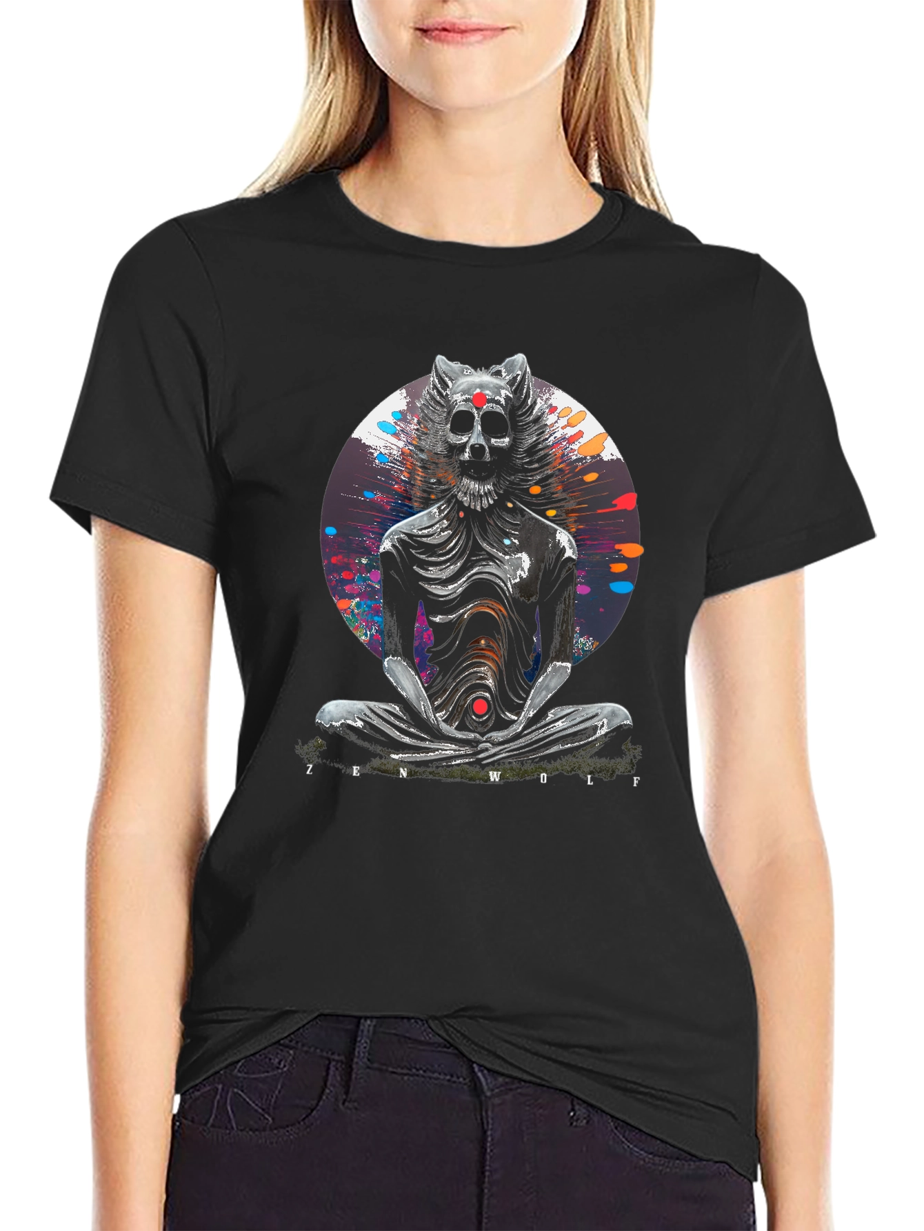 Zen Wolf Graphic T-Shirt - Unique Artistic Design
