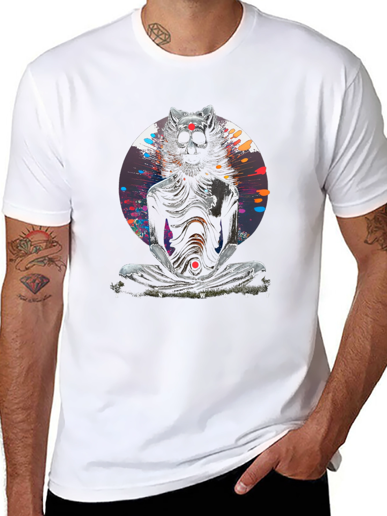 Zen Wolf Graphic T-Shirt - Unique Artistic Design