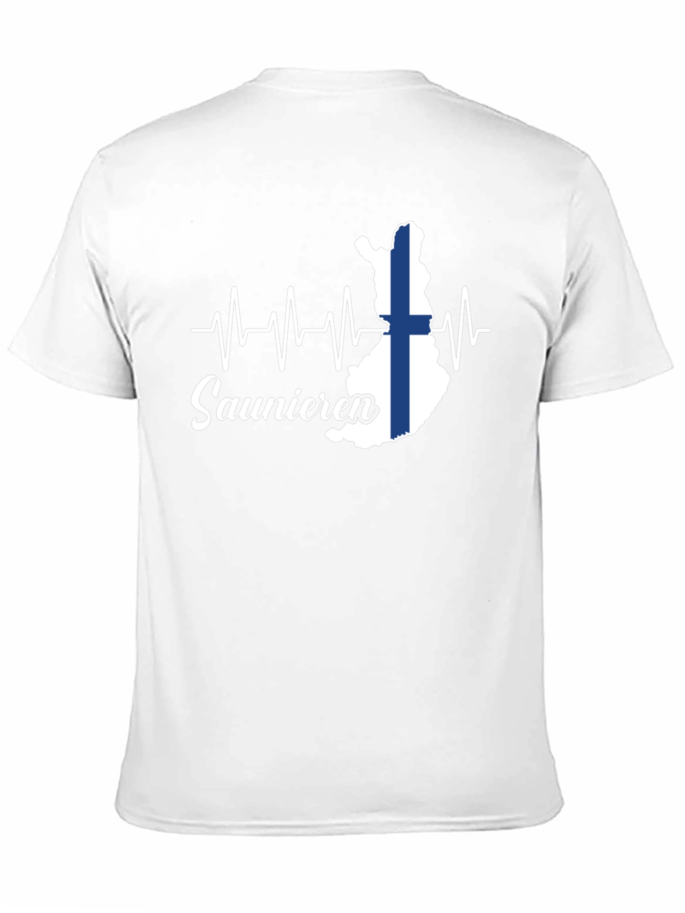 Finnish Sauna Lover T-Shirt - Finland Flag Heartbeat Design