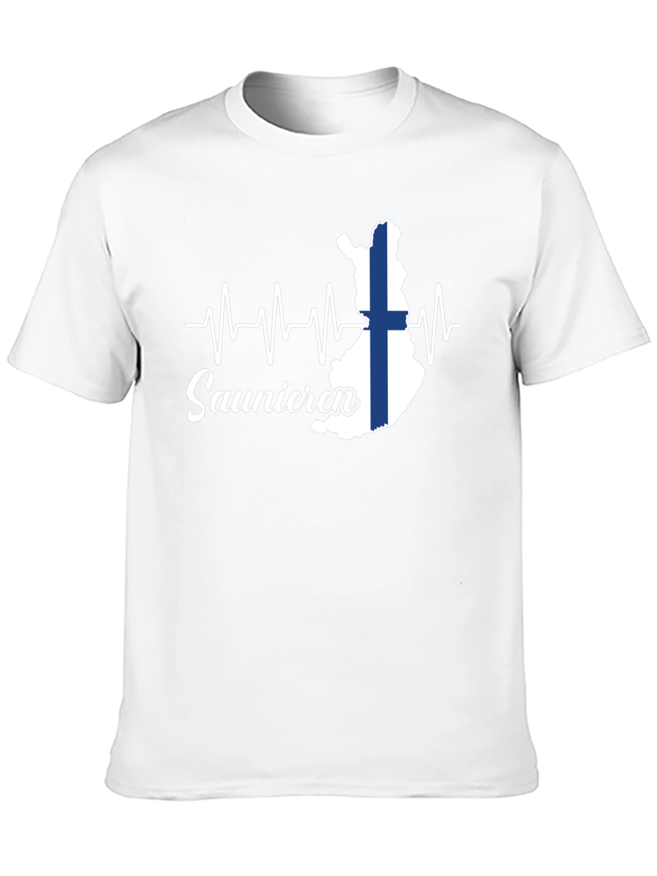 Finnish Sauna Lover T-Shirt - Finland Flag Heartbeat Design