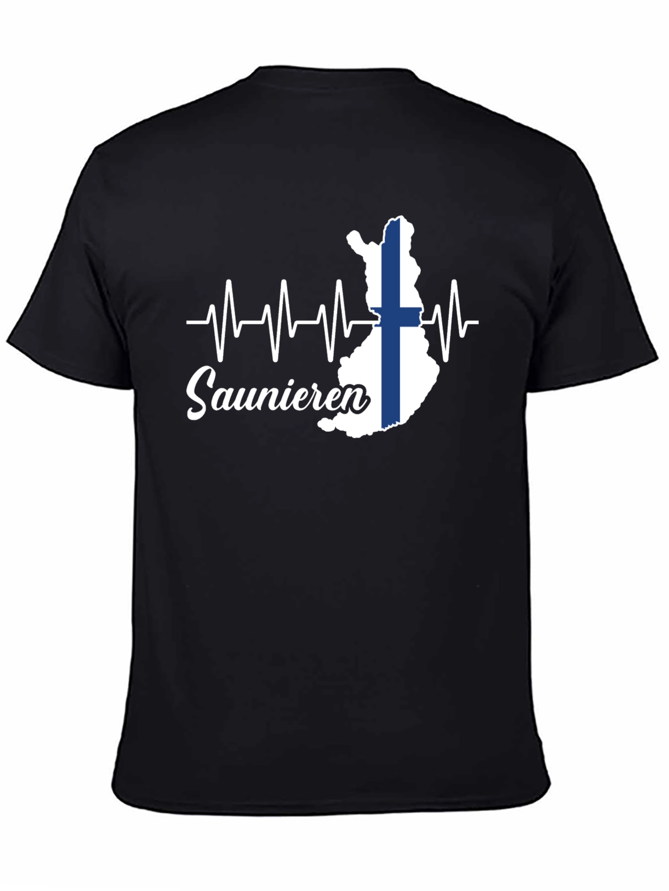 Finnish Sauna Lover T-Shirt - Finland Flag Heartbeat Design