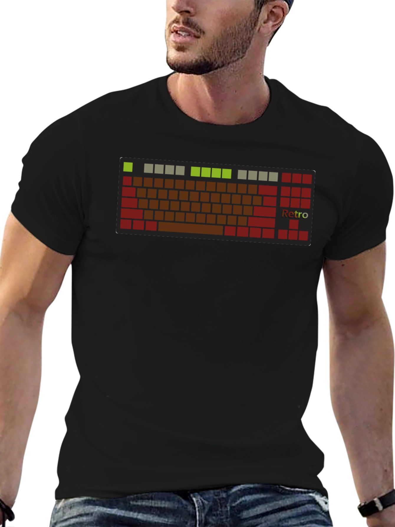 Retro Keyboard T-Shirt - Black Tee