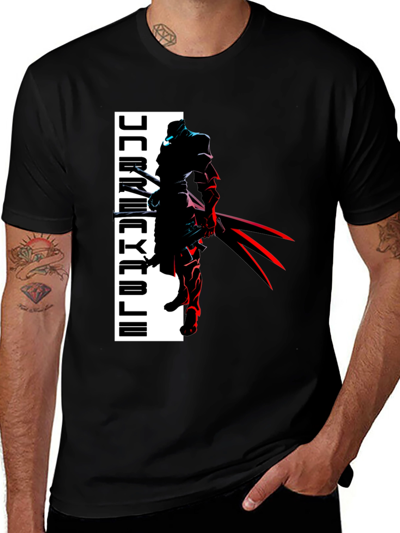 Anime Warrior Graphic Black T-Shirt