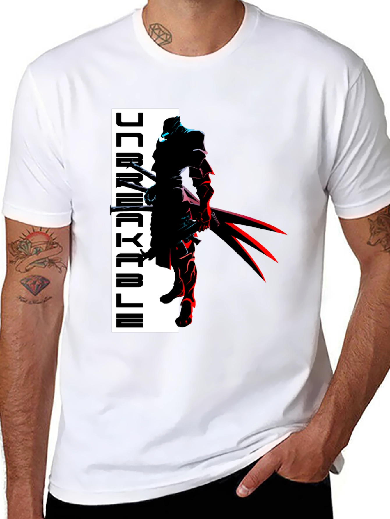 Anime Warrior Graphic Black T-Shirt