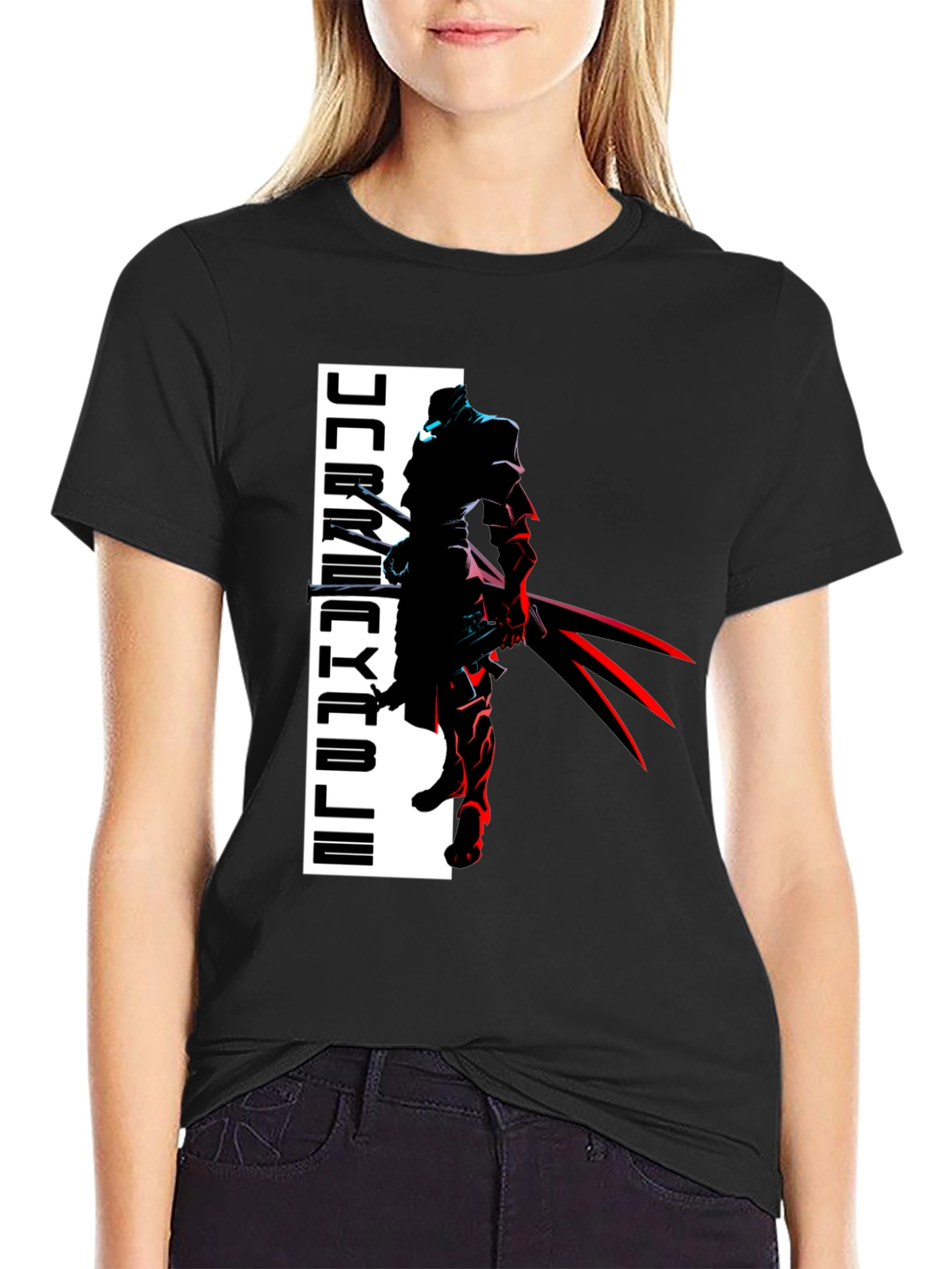 Anime Warrior Graphic Black T-Shirt
