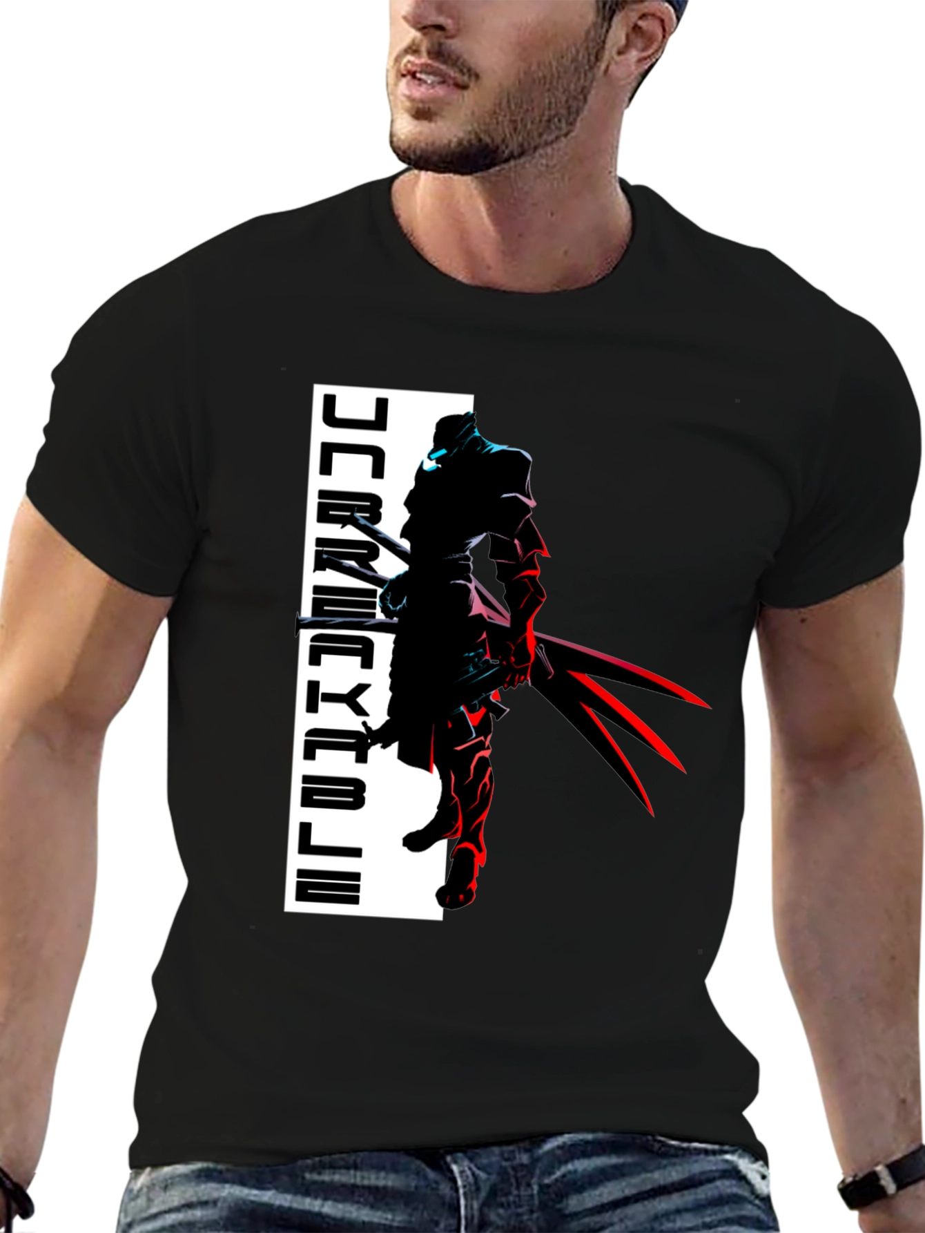 Anime Warrior Graphic Black T-Shirt