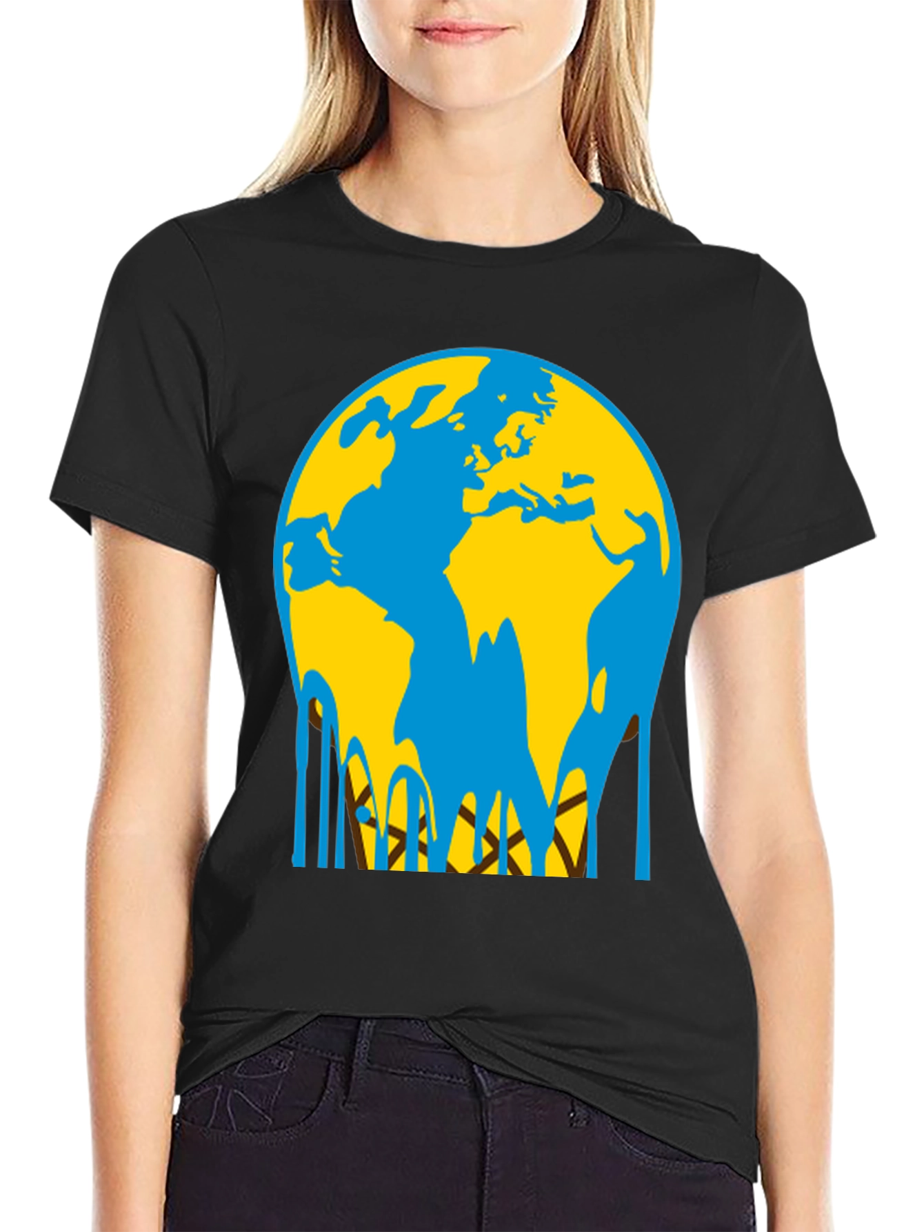 Melting Earth Graphic Tee - Black