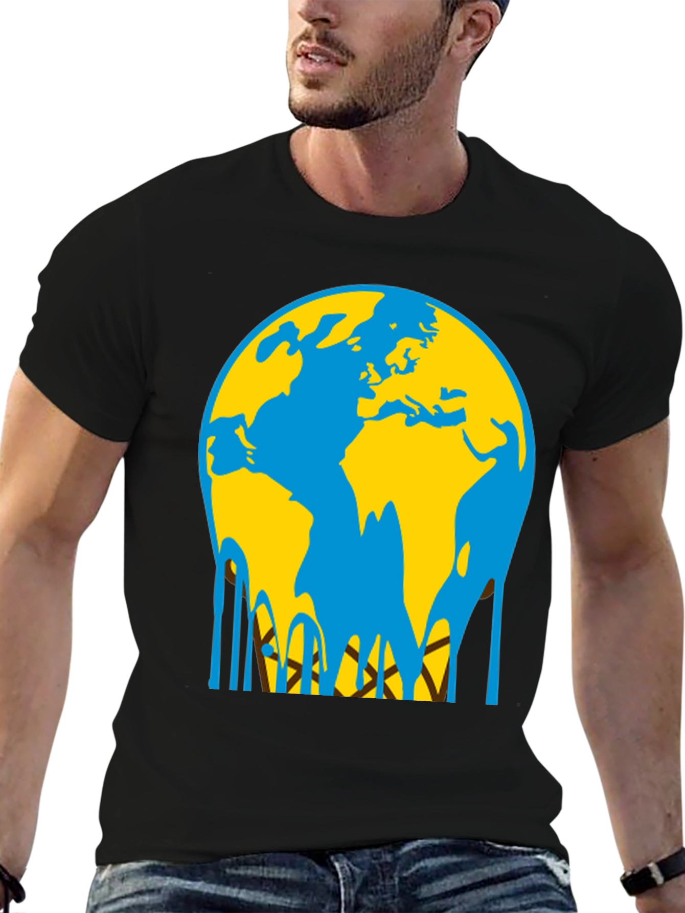 Melting Earth Graphic Tee - Black
