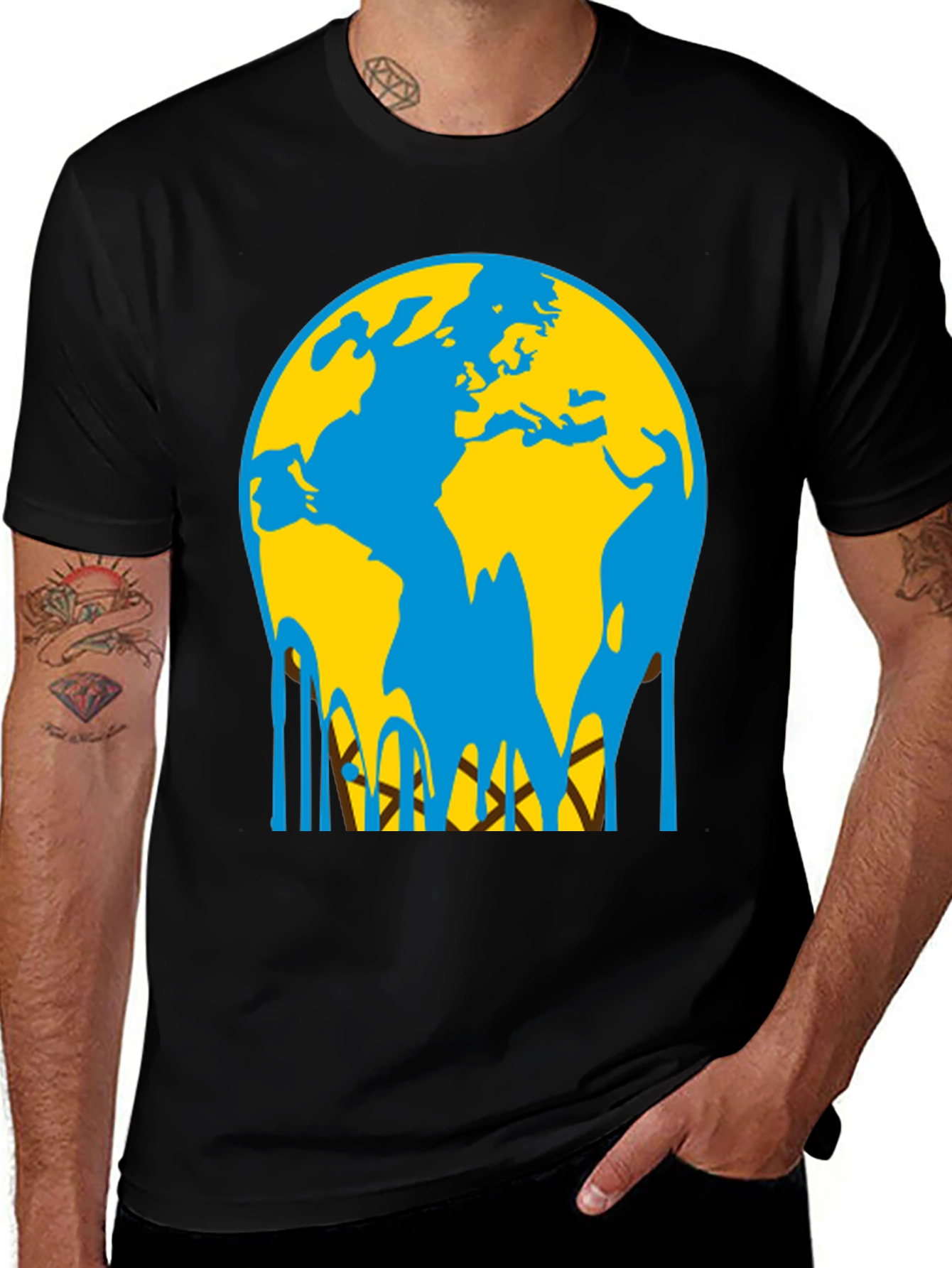 Melting Earth Graphic Tee - Black