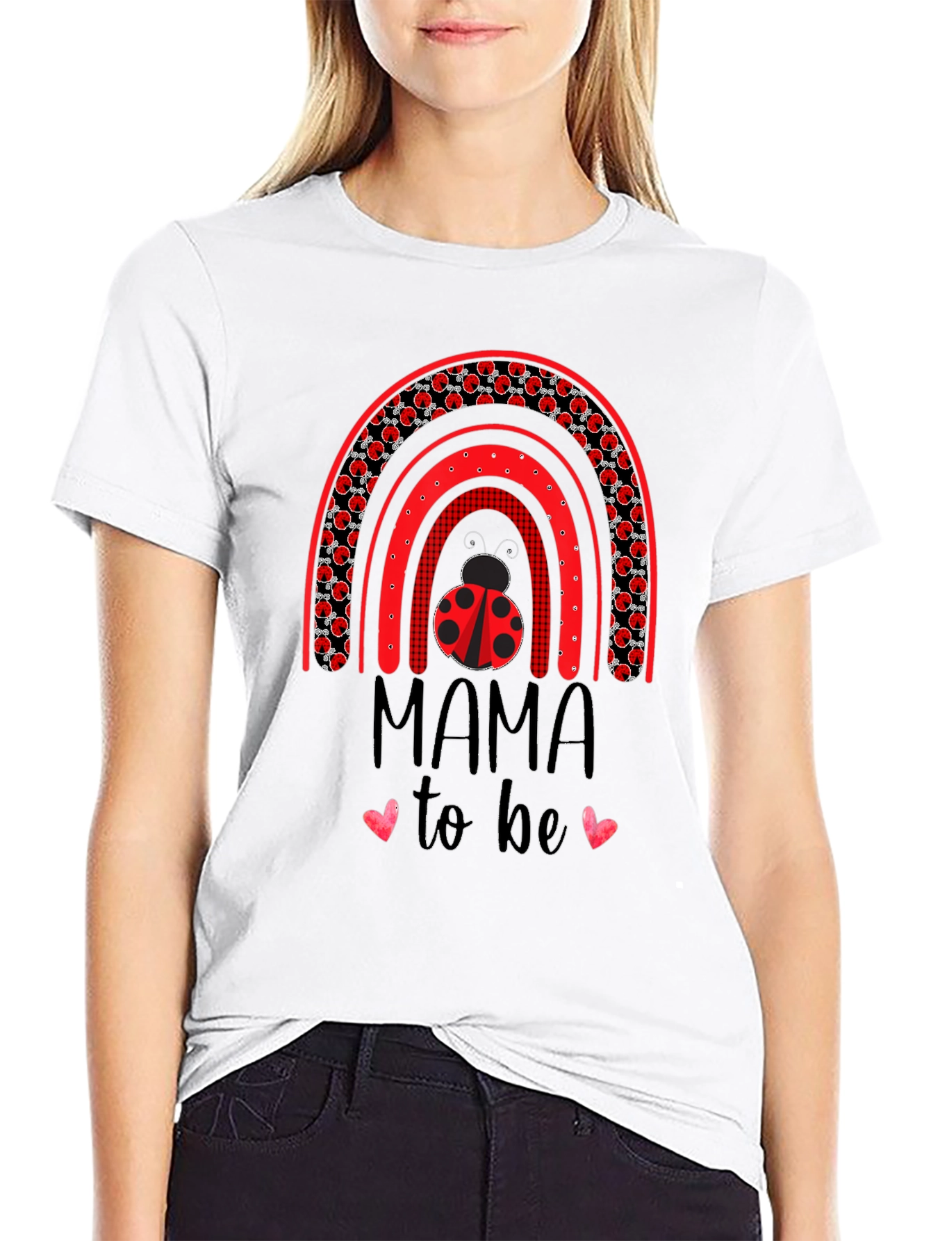 Mama To Be Ladybug Rainbow Shirt