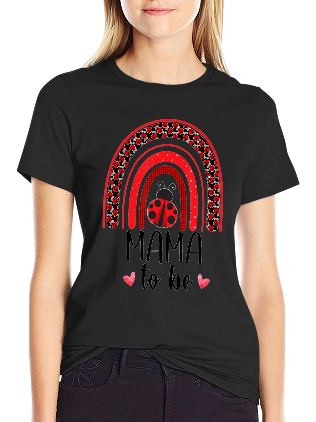 Mama To Be Ladybug Rainbow Shirt