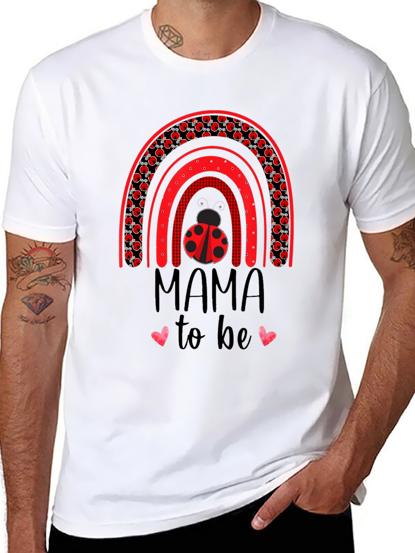 Mama To Be Ladybug Rainbow Shirt