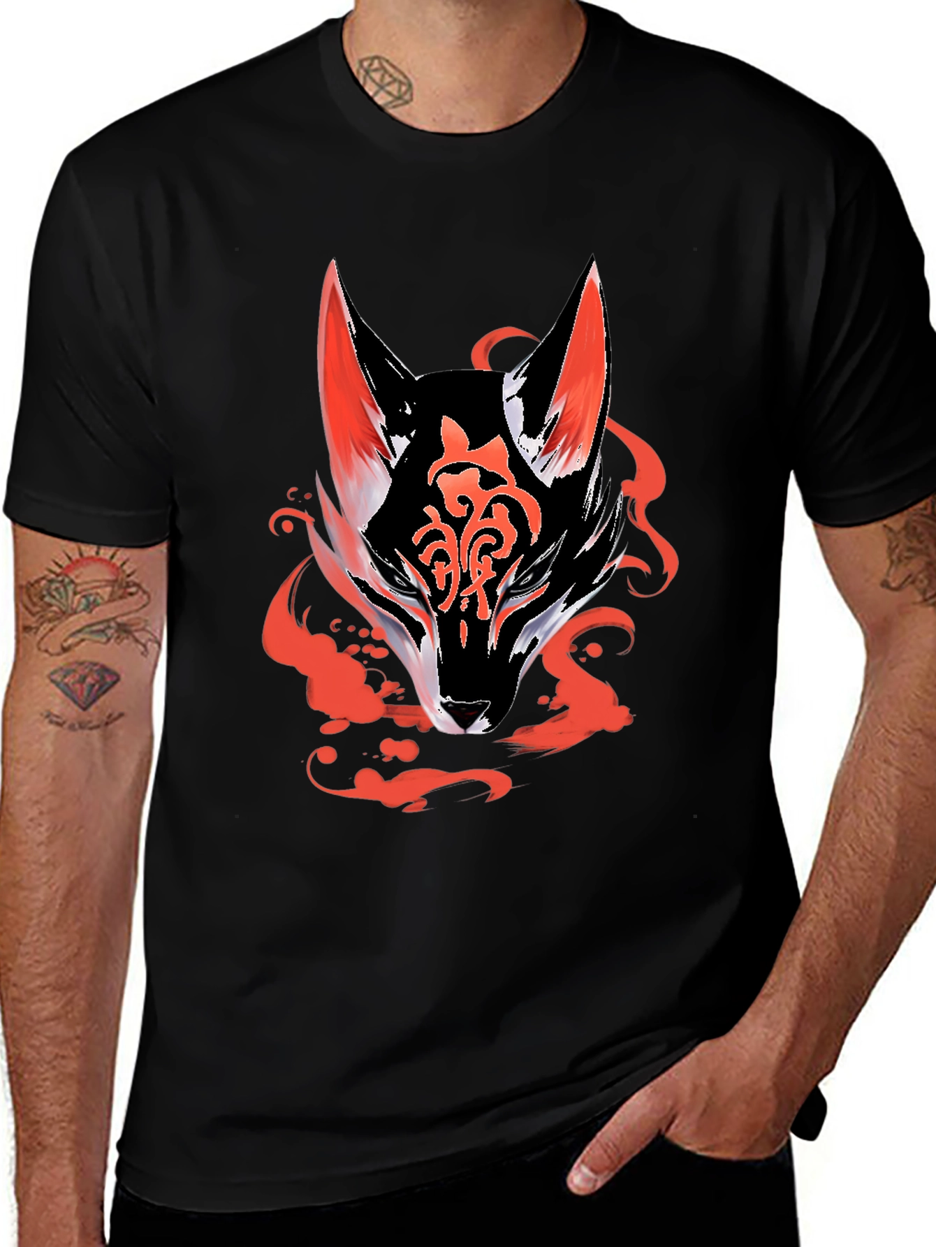 Fox Graphic Black Tee - Mens Fashion