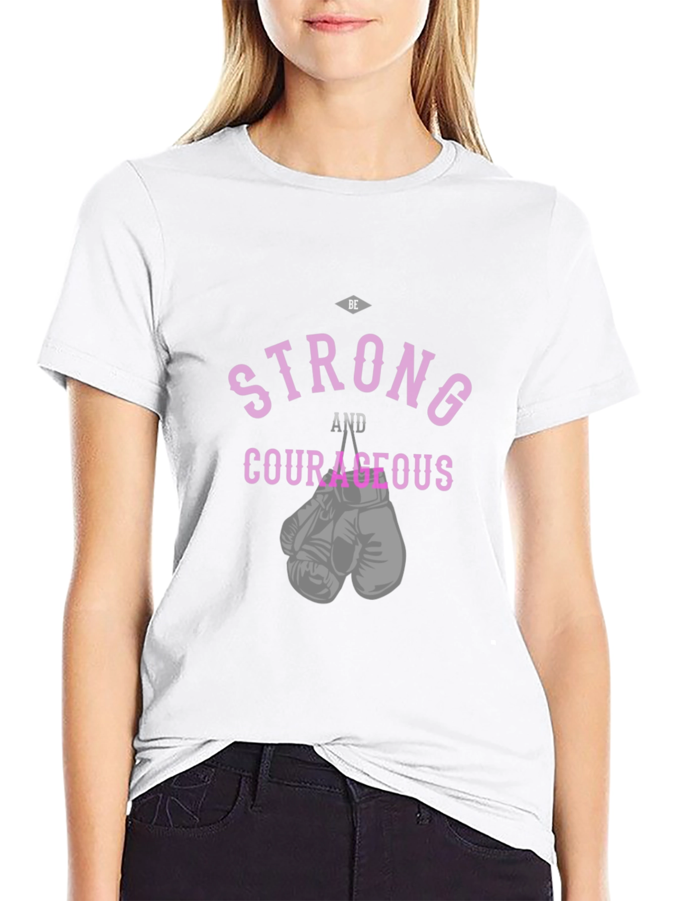 Be Strong and Courageous Boxing Gloves Graphic Tee