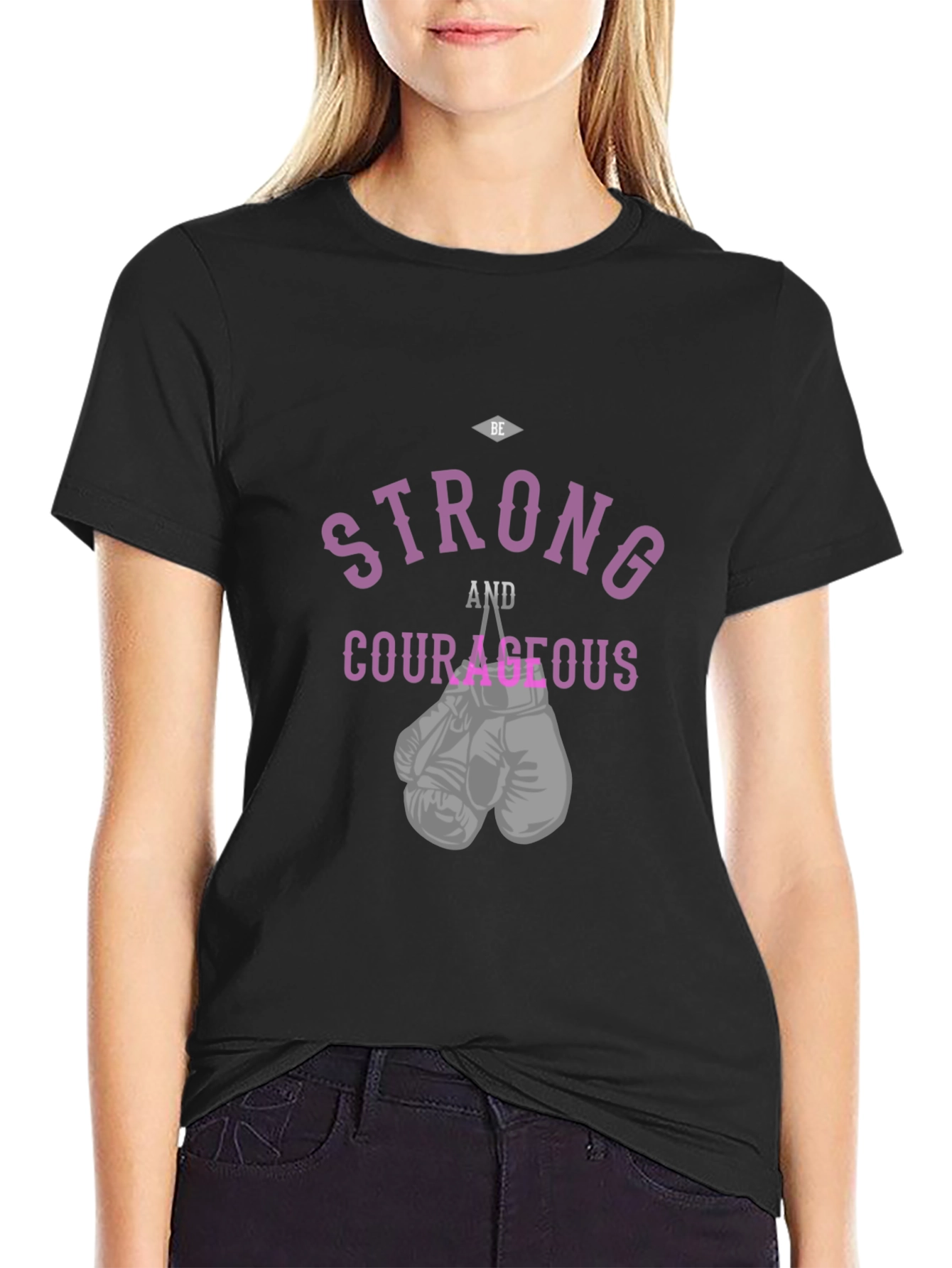 Be Strong and Courageous Boxing Gloves Graphic Tee