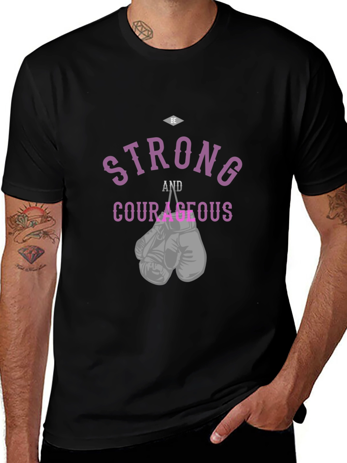 Be Strong and Courageous Boxing Gloves Graphic Tee