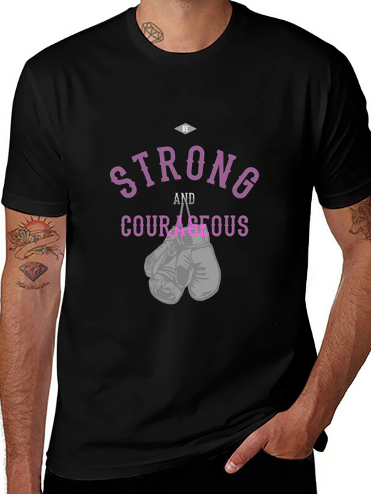 Be Strong and Courageous Boxing Gloves Graphic Tee