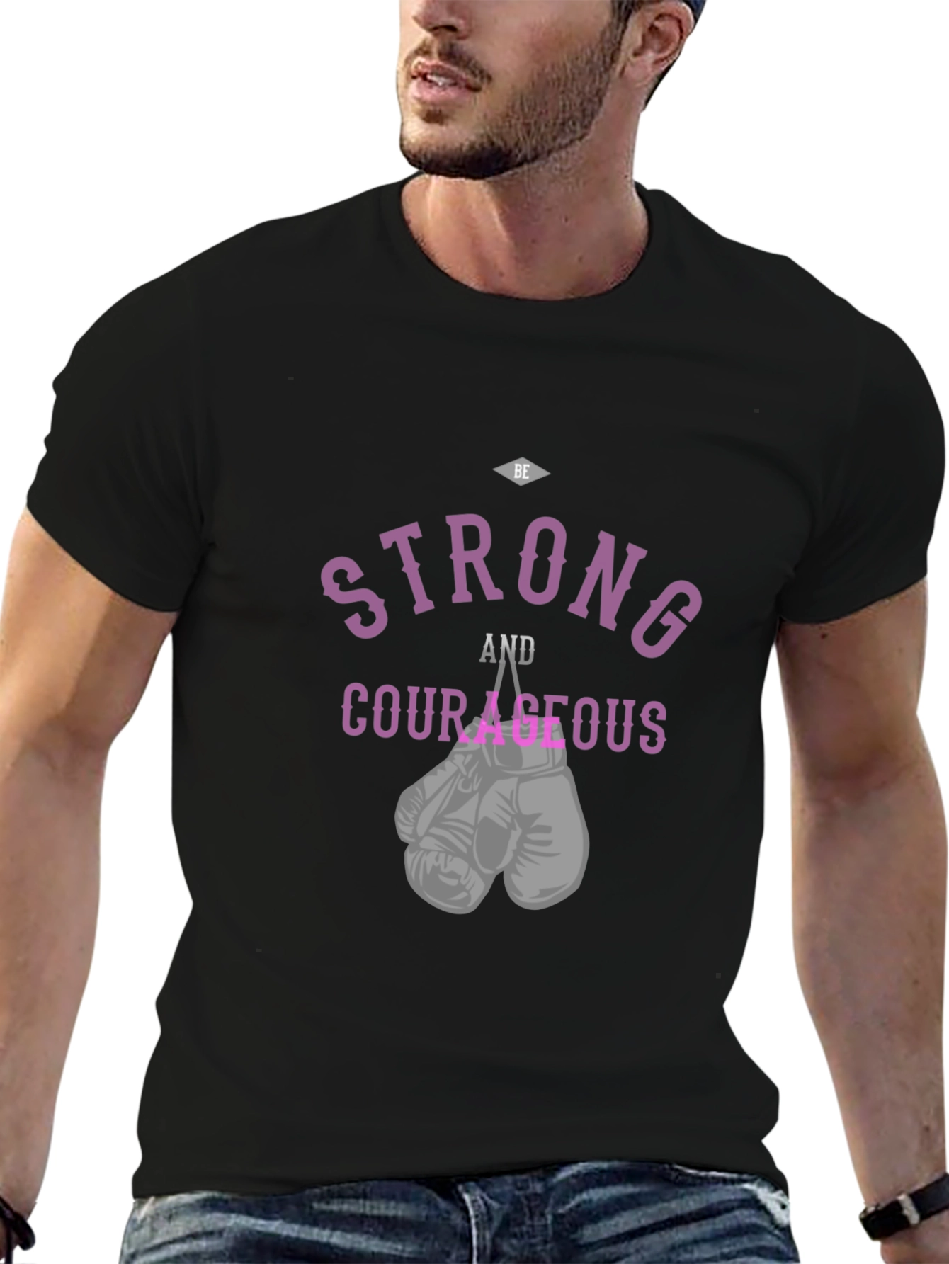 Be Strong and Courageous Boxing Gloves Graphic Tee