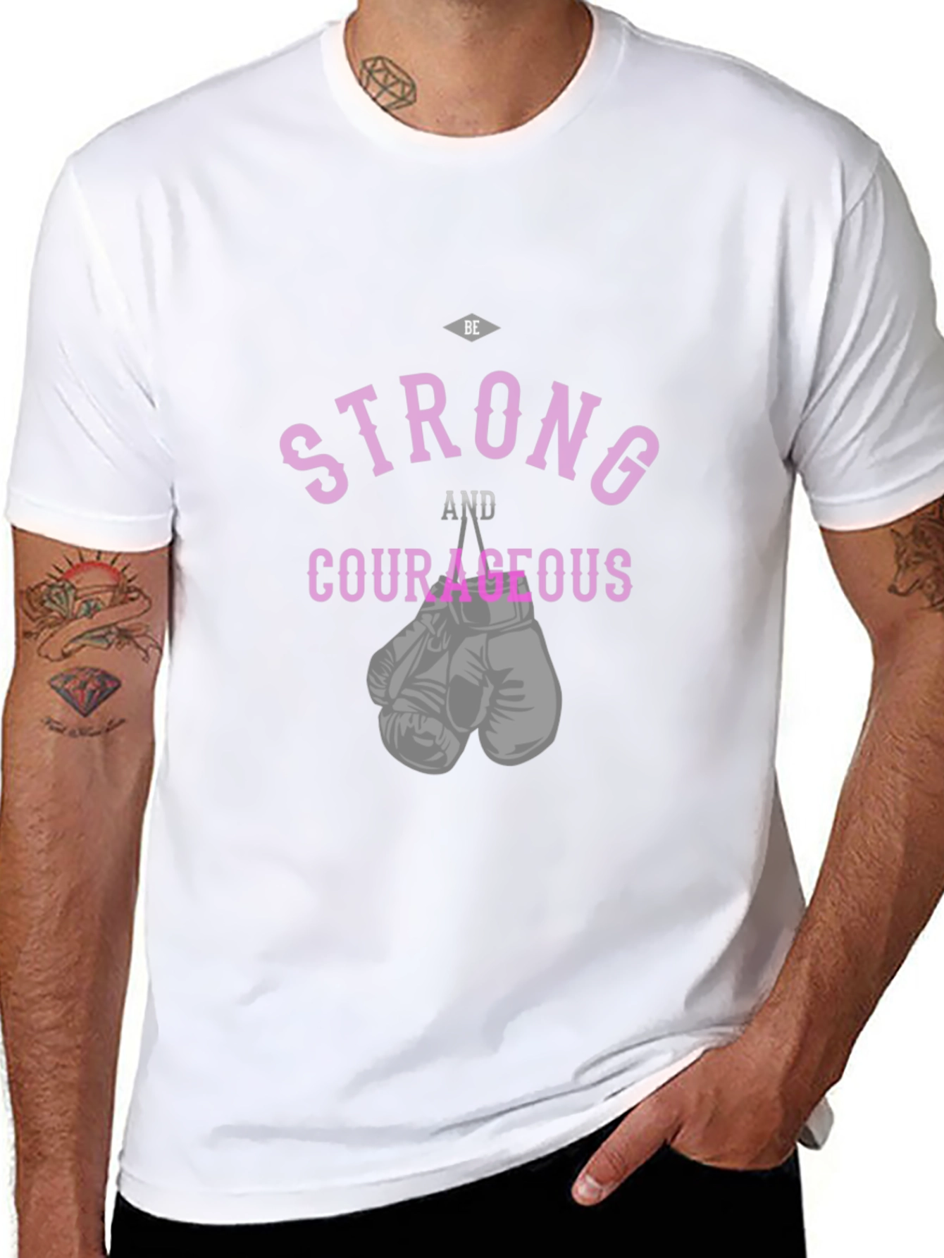 Be Strong and Courageous Boxing Gloves Graphic Tee