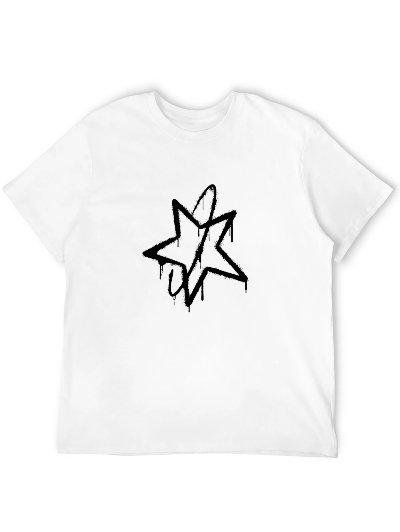 Mens Black Graphic Tee - Star Design