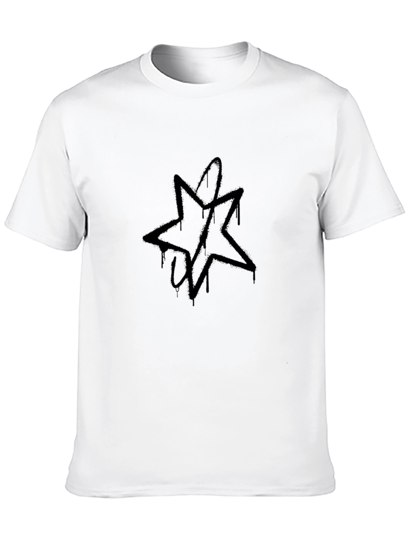 Mens Black Graphic Tee - Star Design