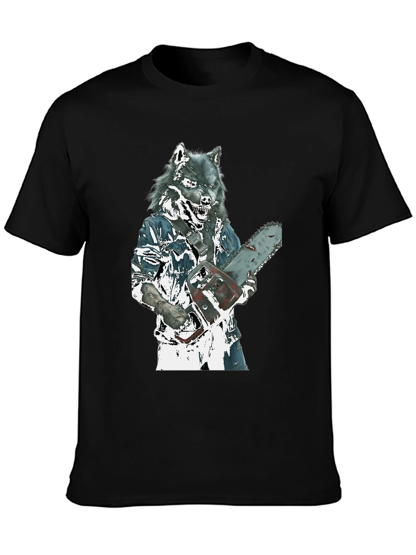 Wolfman Chainsaw T-Shirt - Horror Movie Style
