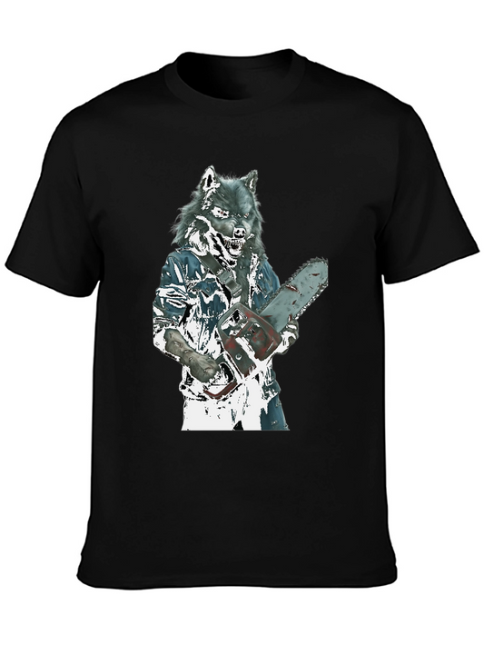 Wolfman Chainsaw T-Shirt - Horror Movie Style