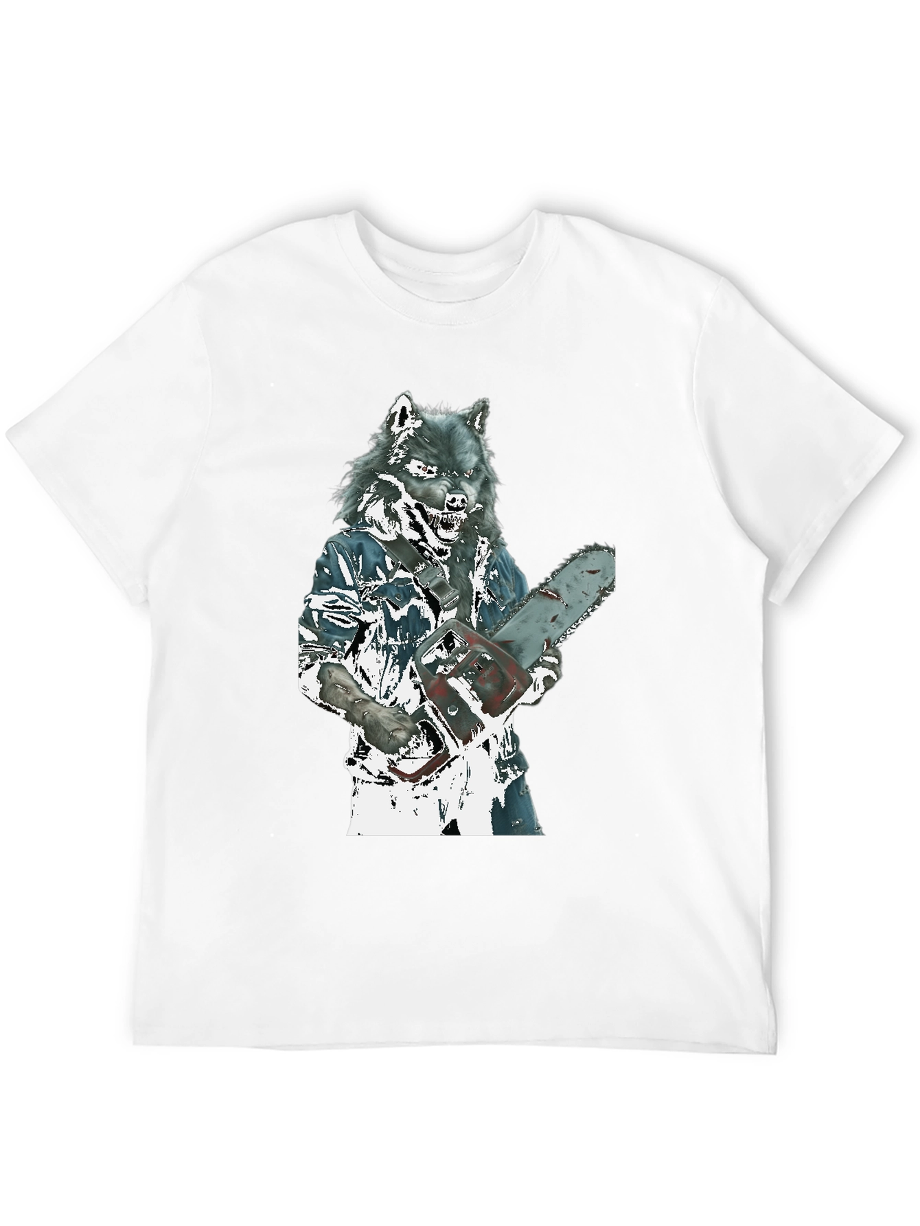 Wolfman Chainsaw T-Shirt - Horror Movie Style